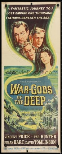 4y676 WAR-GODS OF THE DEEP insert 1965 Vincent Price, Jacques Tourneur underwater sci-fi!