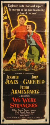 4y677 WE WERE STRANGERS insert 1949 art of Jennifer Jones & John Garfield, directed by John Huston