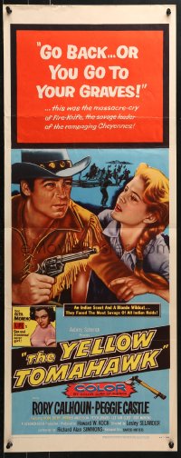 4y685 YELLOW TOMAHAWK insert 1954 Rory Calhoun, Peggie Castle, it split the West in two!