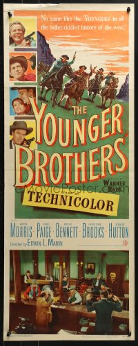 4y689 YOUNGER BROTHERS insert 1949 outlaw brothers Wayne Morris, Bruce Bennett & Robert Hutton!