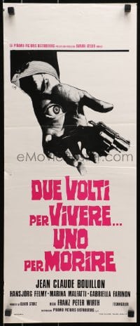 4y068 DOUBLE IDENTITY Italian locandina 1975 Mario de Berardinis art of eye in hand w/ gun!