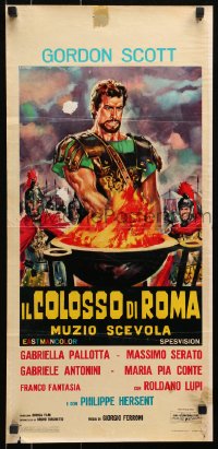 4y086 HERO OF ROME Italian locandina 1964 different art of gladiator Gordon Scott by Renato Casaro!