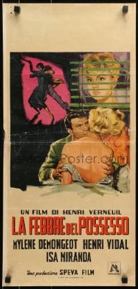 4y092 KISS FOR A KILLER Italian locandina 1959 sexy Mylene Demongeot was born to drive men mad!