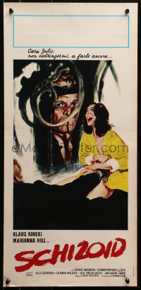 4y106 SCHIZOID Italian locandina 1981 completely different art of Kinski & terrified Hill by Mafe!