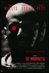 4z501 12 MONKEYS 1sh 1995 Bruce Willis, Brad Pitt, Stowe, Terry Gilliam directed sci-fi!