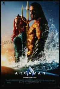 4z525 AQUAMAN advance DS 1sh 2018 DC, Mamoa in title role with sexy Amber Heard, home is calling!