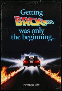 4z540 BACK TO THE FUTURE II teaser DS 1sh 1989 great image of the Delorean time machine!