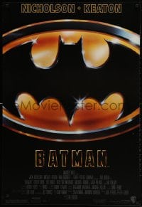 4z541 BATMAN 1sh 1989 directed by Tim Burton, cool image of Bat logo, new credit design!