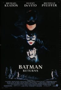 4z544 BATMAN RETURNS 1sh 1992 Michael Keaton, Danny DeVito, Michelle Pfeiffer, Tim Burton!