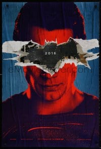 4z545 BATMAN V SUPERMAN teaser DS 1sh 2016 close up of Henry Cavill in title role under symbol!