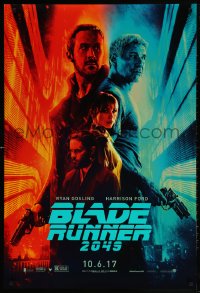 4z571 BLADE RUNNER 2049 DS teaser 1sh 2017 more colorful montage image of Ford and Gosling!