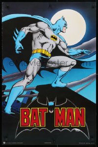 4z128 BATMAN 22x34 Canadian commercial poster 1982 full-length art of The Caped Crusader, moon!