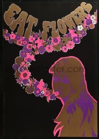 4z142 EAT FLOWERS 20x29 Dutch commercial poster 1960s psychedelic Slabbers art of woman & flowers!