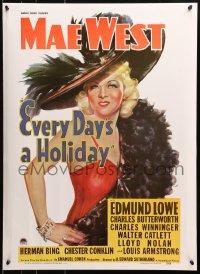 4z143 EVERY DAY'S A HOLIDAY 21x29 commercial poster 1977 Mae West does him wrong all over again!