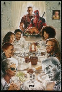 4z625 DEADPOOL 2 teaser DS 1sh 2018 wacky parody art of Norman Rockwell's Freedom from Want!