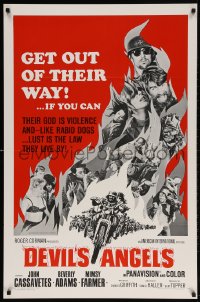 4z629 DEVIL'S ANGELS 1sh 1967 Corman, Cassavetes, their god is violence, lust the law they live by