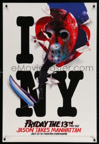 4z668 FRIDAY THE 13th PART VIII recalled teaser 1sh 1989 Jason Takes Manhattan, I love NY in July!