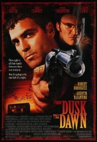 4z669 FROM DUSK TILL DAWN DS 1sh 1995 George Clooney with smoking gun & Quentin Tarantino, vampires!