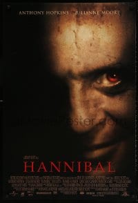 4z692 HANNIBAL 1sh 2000 Ridley Scott, creepy close up of red-eyed Anthony Hopkins as Dr. Lector!
