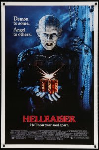 4z703 HELLRAISER 1sh 1987 Clive Barker horror, great image of Pinhead, he'll tear your soul apart!