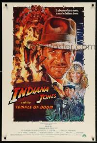 4z730 INDIANA JONES & THE TEMPLE OF DOOM 1sh 1984 adventure is Ford's name, Drew Struzan art!