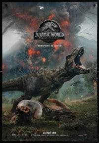 4z742 JURASSIC WORLD: FALLEN KINGDOM teaser DS 1sh 2018 Pratt and cast, the park is gone, T-Rex!