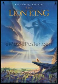 4z758 LION KING DS 1sh 1994 Disney Africa, John Alvin art of Simba on Pride Rock with Mufasa in sky