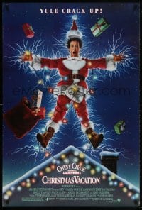 4z797 NATIONAL LAMPOON'S CHRISTMAS VACATION DS 1sh 1989 Consani art of Chevy Chase, yule crack up!