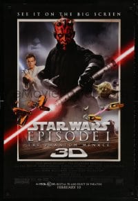 4z820 PHANTOM MENACE advance DS 1sh R2012 Star Wars Episode I in 3-D, different image of Darth Maul!