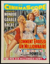 4z089 HOW TO MARRY A MILLIONAIRE 15x20 REPRO poster 1990s Marilyn Monroe, Grable & Bacall!
