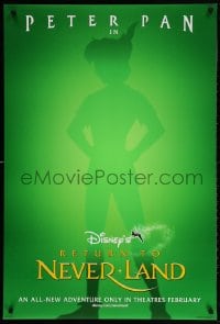 4z851 RETURN TO NEVERLAND advance DS 1sh 2002 Walt Disney, cool outline artwork of Peter Pan!