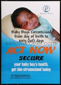 4z284 ACT NOW 17x23 Botswanan special poster 1990s secure your baby's health, get him circumcised!