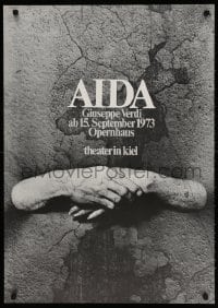 4z173 AIDA 24x33 German stage poster 1973 hands emerging from stone!