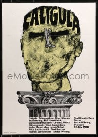 4z185 CALIGULA 20x27 Swiss stage poster 1970 Albert Camus, his head on a Roman column!