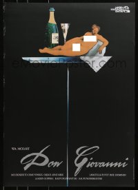 4z200 DON GIOVANNI 20x28 Finnish stage poster 1986 nude woman on a pedestal with champagne!