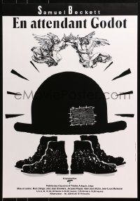 4z208 EN ATTENDANT GODOT 20x28 Luxembourg stage poster 1990s shoes and a bowler hat by Kamen Popov!