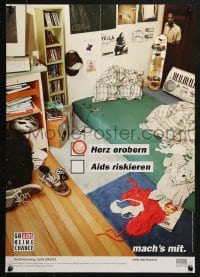 4z351 GIB AIDS KEINE CHANCE bedroom style 17x23 German special poster 2000s HIV prevention!