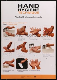 4z358 HAND HYGIENE TECHNIQUE 17x23 Botswanan special poster 2000s eleven steps to hand washing!