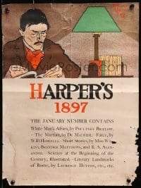 4z360 HARPER'S 14x18 special poster 1897 cool vintage art of man reading by Edward Penfield!