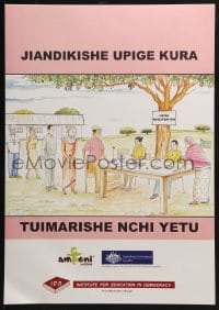 4z370 JIANDIKISHE UPIGE KURA 17x24 Kenyan special poster 1990s art of voter registration!