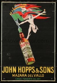 4z106 JOHN HOPPS & SONS 13x19 Italian advertising poster 1940s Bazzi art of Mercury & bottle!
