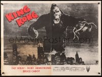 4z374 KING KONG 19x25 special poster R1952 best image of ape w/Fay Wray over New York skyline!