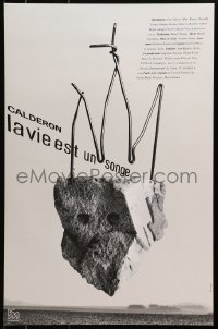4z233 LA VIE EST UN SONGE 15x24 French stage poster 1990s art of a rock with a wire crown!