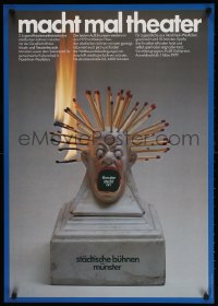 4z243 MACHT MAL THEATER 24x33 German stage poster 1979 little statue of guy w/burning match hair!