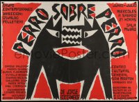 4z255 PERRO SOBRE PERRO 42x57 Argentinean stage poster 1970s art of two completely different dogs!