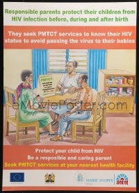 4z424 RESPONSIBLE PARENTS PROTECT THEIR CHILDREN FROM HIV 17x23 Kenyan special poster 1990 AIDS