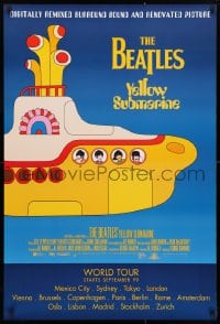 4z995 YELLOW SUBMARINE advance DS 1sh R1999 psychedelic art of Beatles John, Paul, Ringo & George!