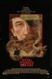 4z997 YOUNG SHERLOCK HOLMES 1sh 1985 Steven Spielberg, Nicholas Rowe, really cool detective art!