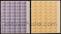 5a230 LOT OF 2 CALIFORNIA CENTENNIAL STAMP SHEETS 1948 & 1950 with 100 unused stamps!