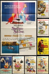 5a069 LOT OF 8 FOLDED ONE-SHEETS FROM WALT DISNEY MOVIES 1960s-1970s live action & animated!